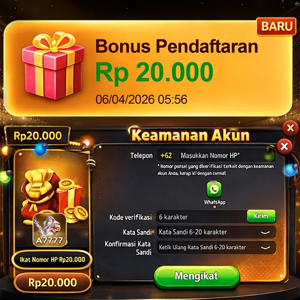 A7777 Bonus Member Baru 100%